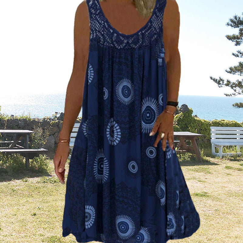 Saffron | Casual Sleeveless Dress With Print