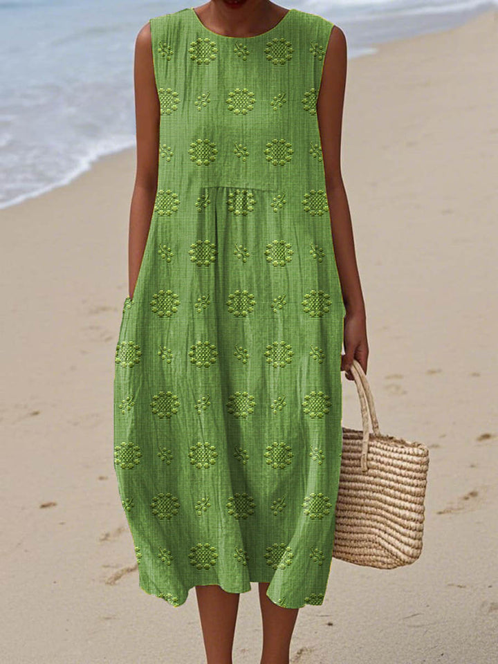 Aikaterini™ | Elegant Sleeveless Cotton Dress with Pockets