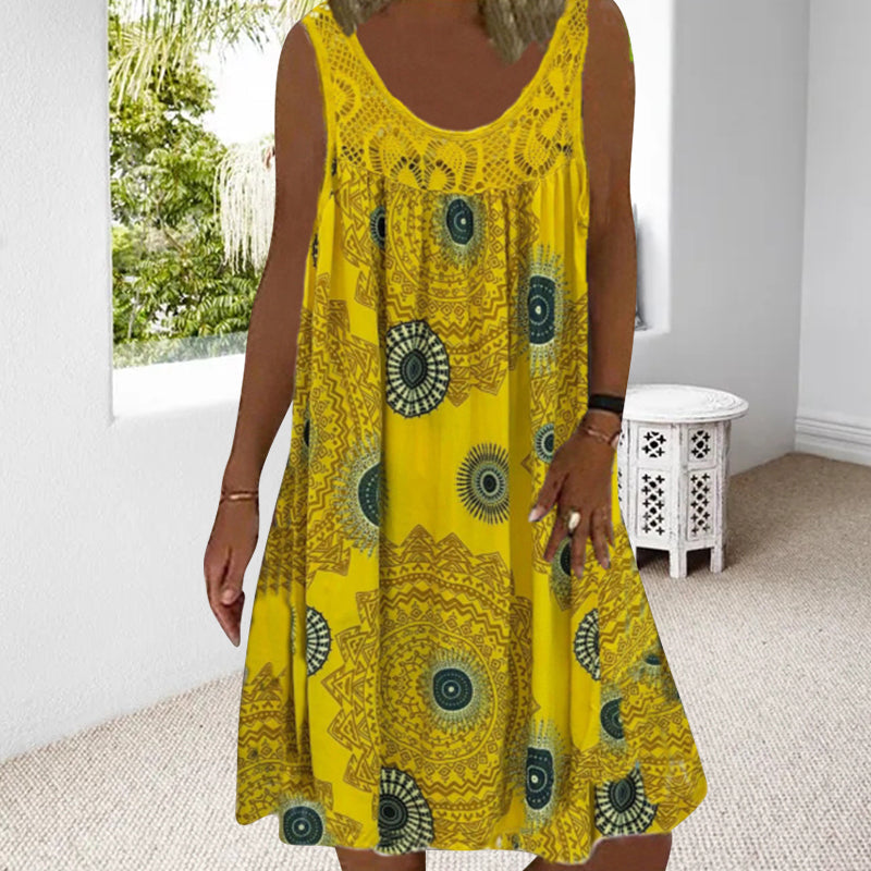 Saffron | Casual Sleeveless Dress With Print