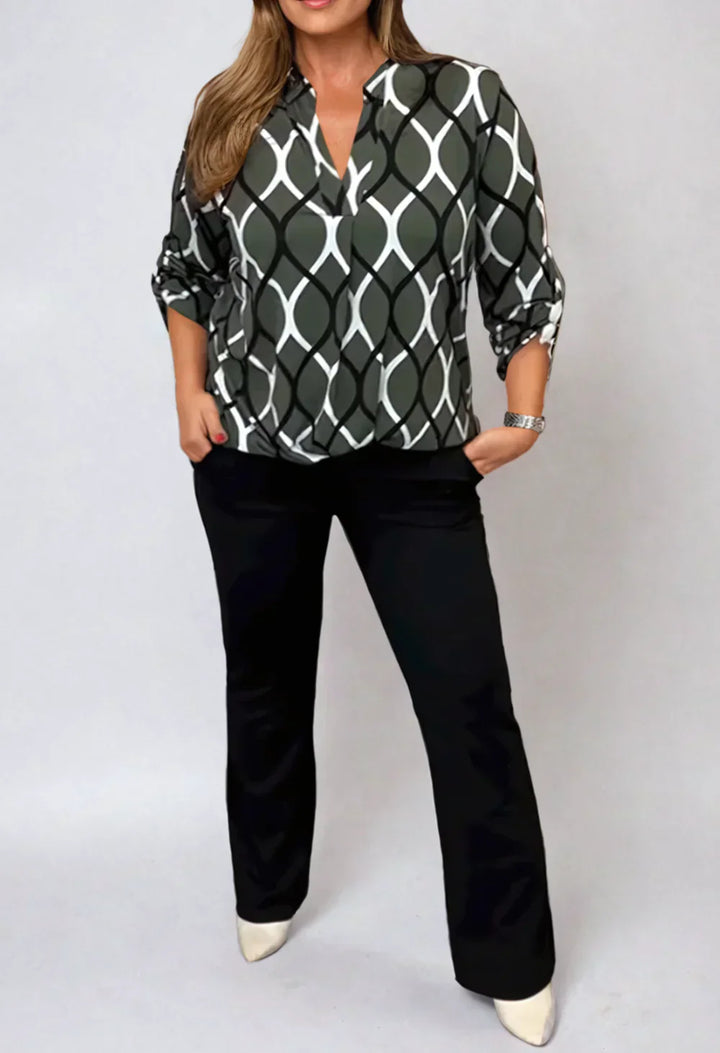 Jannita™ | Casual blouse with long sleeves and elegant pattern