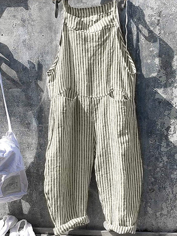 Niamh | Striped Wide Leg Overalls